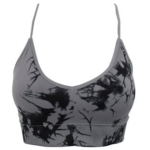 Bustieră Damă Sport Gri cu Model Tie Dye Negru, One Size, Material Elastic