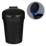 Scrumieră Auto cu LED Albastru, Capac cu Închidere, 8 × 11,5 cm, Culoare Negru - imagine 2