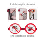 Plasa Anti Insecte Neagra cu Magneti pentru Usa 1 x 2.2 m – Plasa Tantari Magnetica Reutilizabila pentru Casa - imagine 3
