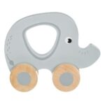 Jucarie din Lemn Elefant Gri cu 4 Roti 10.5x12.8x4.5cm - Image 2