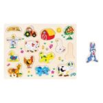 Puzzle Incastru din Lemn Animale Ferma (14 piese) - 40x30cm - Image 2