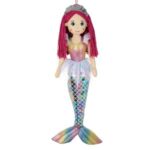 Papusa Textila Sirena Coada Holografica Par Fucsia 70cm - Image 2