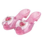 Jucarie Pantofi pentru Copii Roz cu Glitter Argintiu & Funda cu Inima - 1 pereche - Image 2