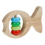 Jucarie Zornaitoare din Lemn Pestisor cu Inele Colorate 11x7cm - Image 2