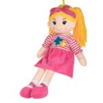 Papusa Textila cu Rochie Fuscia & Par Blond 55cm - Image 2