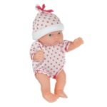 Papusa Bebelus cu Body Alb cu Buline Roz & Caciulita 12cm - Image 2