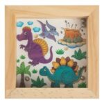 Jucarie din Lemn Cutie cu Bile Model Dinozauri 8x8x2cm - Image 2
