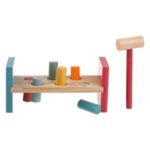 Jucarie din Lemn Banc cu Forme Colorate & Ciocan pentru Bebelusi 22x9x10cm - Image 2