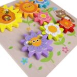 Jucarie Educativa din Lemn cu Roti Zimtate Flori 22,5x22,5cmm - Image 2