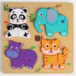 Puzzle din Lemn cu Animalute 19x19cm