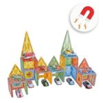 Set Caramizi Magnetice Colorate Masini - 72 de piese