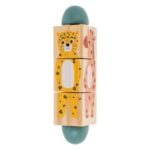 Cilindru din Lemn cu 3 Cuburi Sortator cu Animale 17x4cm
