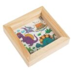 Jucarie din Lemn Cutie cu Bile Model Dinozauri 8x8x2cm