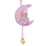 Carusel Muzical pentru Patut Bebe Ursulet Roz cu Lumina 24cm