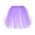 Fusta Tutu Tul Mov cu Stele Holografice Luna & LED Intermitent pentru Copii