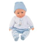 Papusa Bebelus cu Salopeta Bleu Alba Iepuras 36cm