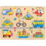 Puzzle din Lemn Vehicule de Transport (10 piese) - 30x22cm