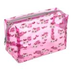 Portfard Transparent Fucsia cu Model Pisici pentru Copii 22x10x14cm