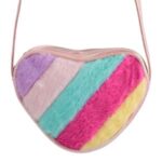 Poseta de Plus Inima Roz Holografica Rainbow pentru Fete 17x4x14cm