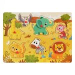 Puzzle Incastru din Lemn Animale Ferma (7 piese) - 30x22cm