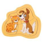 Puzzle din Lemn Pisica Caine (5 piese) 15.5x14cm