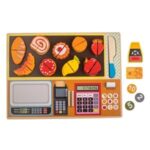 Set Casa de Marcat cu Alimente din Lemn Puzzle 30x22cm