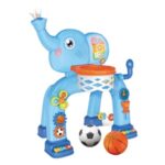 Set Poarta de Fotbal & Cos de Baschet cu Model Elefant cu Sunet & Lumina