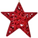 Set Ornamente de Craciun Stele Rosii Glitter 11cm - 4buc