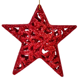 10-ek-stolidi-asteri-kokkino-4-tmch.-list.jpg Set Ornamente de Craciun Stele Rosii Glitter 11cm - 4buc - Image 1