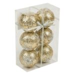 Globuri de Craciun Bej Fulg Glitter Ø8cm - 6buc - Image 2
