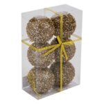 Set Globuri de Craciun Bej Tinsel Ø8cm - 6buc - Image 2