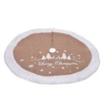 Covoras Fusta pentru Brad Bej Iuta Blana Alba "Merry Christmas" Ø90cm - Image 2