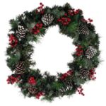 Coronita Decorativa de Craciun Verde cu LED-uri Conuri si Fructe de Padure Ø70cm - Image 2