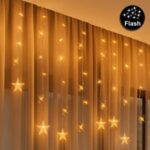 Instalatie de Lumini Perdea cu 252 de Becuri LED Stele Interconectabila de Interior & Exterior 4m - Alb Cald