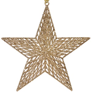 28-ek.stolidi-asteri-sambanize-list.jpg Ornament Brad de Craciun Stea Bej Glitter 28cm - Image 1