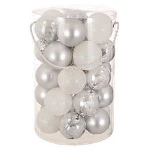 30-tmch.christougenniatikes-bales-asimi-list.jpg Set Globuri de Craciun Argintii Albe Mate Lucioase Glitter Ø7cm - 30buc - Image 1