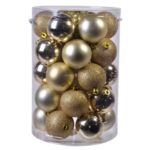 Set Globuri de Craciun Aurii Mat Stralucitoare cu Glitter Ø7cm  - 30buc