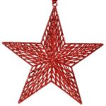 Ornament Brad de Craciun Stea Rosie Glitter 15cm - Image 2