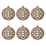 Set Globuri de Craciun Bej Glitter Ø6cm - 6buc - Image 2