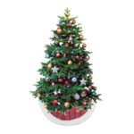 Covoras Fusta pentru Brad Rosie Carouri Blana Alba Ø90cm - Image 2
