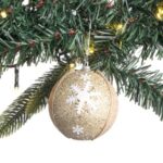 Ornament Brad de Craciun Glob Bej In Glitter Auriu 8cm - Image 2