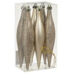 Set Ornamente de Craciun Turturi Bej Mat Stralucitori Glitter 16cm - 6buc - Image 2