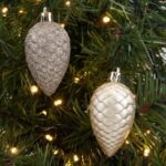 Set Ornamente de Craciun Conuri Bej Mat Glitter 7cm - 12buc - Image 2