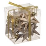 Set Ornamente de Craciun Stele Bej Mat Glitter 8cm - 16buc - Image 2