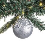 Ornament Brad de Craciun Glob Argintiu Paiete Glitter Ø9cm - Image 2