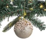 Ornament Brad de Craciun Glob Bej Paiete Margele Glitter Ø9cm - Image 2