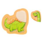 Puzzle din Lemn Dinozaur (5 piese) 14.5x14cm - Image 2