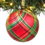 Ornament Brad de Craciun Glob Rosu Carouri Ø10cm - Image 2