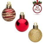 Set Globuri de Craciun Rosii Maro Glitter Auriu Ø3cm - 20buc - Image 2