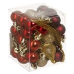 Set Globuri de Craciun Rosii Mat Aurii Glitter Ø2cm - 36buc - Image 2